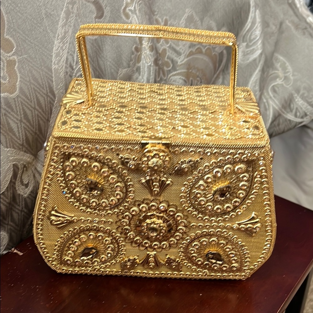 Elegant Gold Embellished Handbag